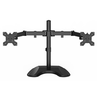GameMax Dual Monitor Arm Stand LCD Desk Mount Freestanding For Two 13 Inch To 27 Inch Monitors, VESA Dimensions Of 75x75