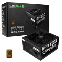 GAMEMAX RPG Rampage 800W PSU, 140mm Ultra Silent Fan, 80 PLUS Bronze, Non Modular, Flat Black Cables, Japanese TK Main C