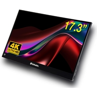Verbatim Portable 17.3 Inch Touchscreen Monitor 4K UHD ALU, HDMI, 2x USB-C, 3840 x 2160 Resolution, 60Hz, Built-in Kicks