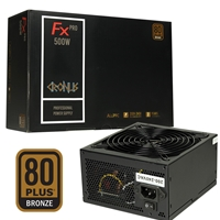 CRONUS 500ATV FX PRO 500W PSU, 140mm Silent Cooling Fan, 80 PLUS Bronze, Non Modular, Flat Black Cables, Supreme Perform