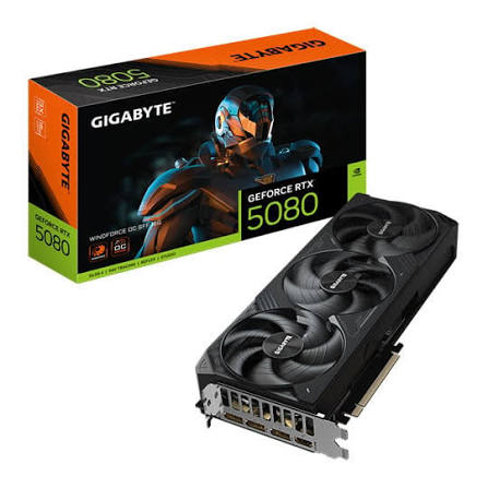 Gigabyte NVIDIA GeForce RTX 5080 WINDFORCE OC V2 SFF 16GB GDDR7 Graphics Card, 10752 CUDA Cores, 2670 MHz Core Clock, Tr