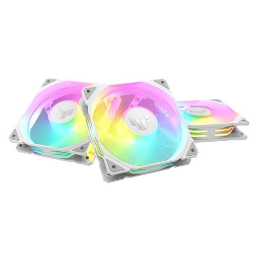 Asus TUF Gaming TR120 ARGB Reverse Blade 120mm PWM Case Fans (3 Pack), Hydraulic Bearing, 28mm Frame, Double-layer LED Matrix Design, 2000 RPM, White
