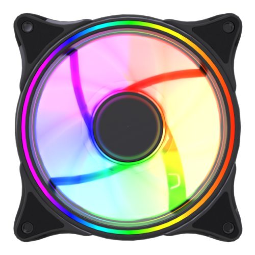 Vida Infinity01 Reverse Blade 120mm ARGB Dual Ring PWM Case Fan, Hydraulic Bearing, Infinity Mirror Effect, 500-1500 RPM, Black