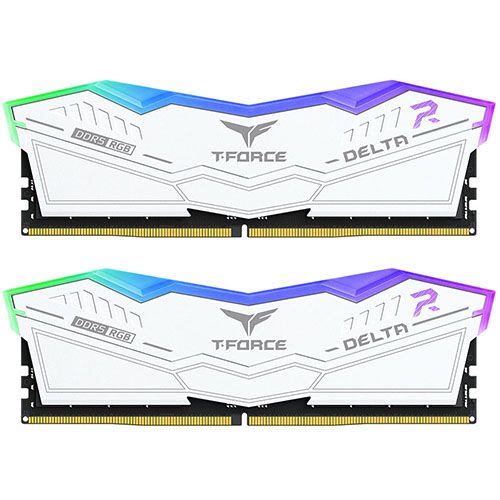 Team T-Force Delta RGB 64GB Kit (2 x 32GB), DDR5, 6000MHz (PC5-48000), CL38, ECC, AMD EXPO & XMP 3.0, PMIC, DIMM Memory, White