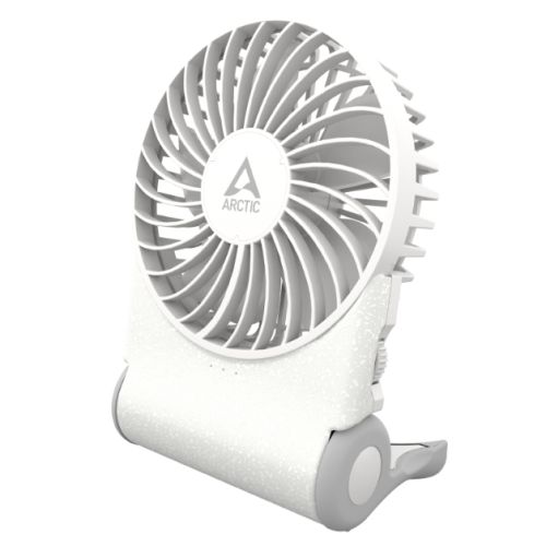 ARCTIC Summair 2Go Powerful Handheld Fan, Up to 77 Hours of Battery, Ergonomic Handle with Fold-Out Stand, White