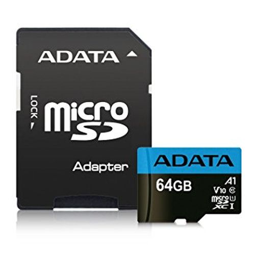ADATA 64GB Premier MicroSDXC Card with SD Adapter, UHS-I Class 10, A1 App Performance, 85MB/s