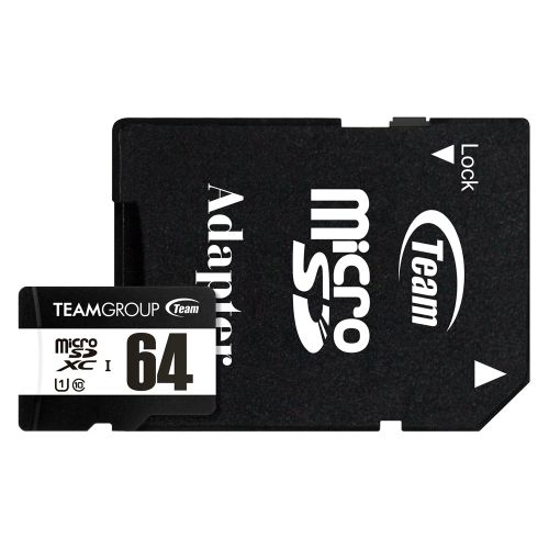 Team 64GB MicroSDXC UHS-I U1 C10 Card with SD Adapter, Class 10 UHS-I, Up to 100MB/s