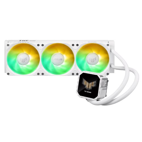 Asus TUF Gaming LC III 360 ARGB LCD White Edition Liquid CPU Cooler, 360mm Radiator, Customisable 2.8" LCD, 3x ARGB PWM Fans