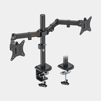 VonHaus Dual Monitor Stand for 13-32 Inch Screens, Twin Monitor Mount with Desk Clamp, Height Adjustable, Easy Assemble