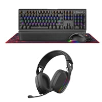 Marvo Scorpion CM420-UK RGB Mechanical Keyboard, Mouse and Mouse Pad with HG9086W Bluetooth and Wired Tri-Mode Connection RGB Stereo Gaming Headphones