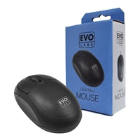 Evo Labs MO-001 Wired USB Mini Plug and Play Mouse, 800 DPI Optical Tracking, 3 Button with Scroll Wheel, Ambidextrous Design for PC / Mac / Laptop, Matte Black