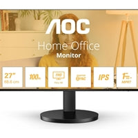AOC 27B3HA2 27 Inch IPS Monitor, Widescreen, Full HD, VGA, HDMI, 1ms, 100Hz, Internal PSU, Speakers, VESA, Black