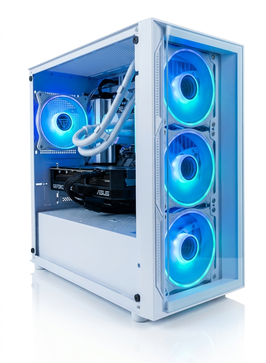 White Ryzen 7 7800X3D Gaming PC | RTX 5070 12GB | 32GB DDR5 | 1TB NVMe SSD | WiFi 6 | High-End Custom PC UK