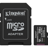 Kingston Canvas Select Plus 256GB Micro SD Claad 10 UHS-I Flash Card, Lifetime Warranty