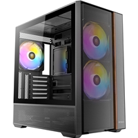 Antec FLUX Rear Mid Tower Gaming Case, 1 x USB Type-C / 2 x USB 3.0, Tempered Glass Side Window Panel, Multi-directional