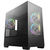 DeepCool CG380 3F Micro-ATX Gaming Case Black  Panoramic Tempered Glass Side Panel, Mesh Airflow Front, 3 Pre-Installed 