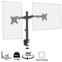 piXL Desk-Mounted Fully-Adjustable Dual Monitor Arm for Screens Up To 27 inch with VESA Mount & Built-In Cable Managemen