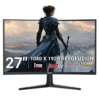 piXL PX27CC301B 27 Inch 240Hz HDR 10+ Full HD Curved Gaming Monitor with 1920 x 1080 Resolution, 1ms Response Time, HDR 