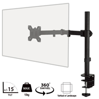 piXL Desk-Mounted Fully-Adjustable Single Monitor Arm for Screens up to 32 inch with VESA Mount & Built-In Cable Managem