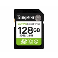 Kingston Canvas Select Plus  SDS3/128GB V30 128GB SD Class 10 UHS-I U3 Flash Card