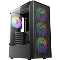 Antec AX26 RGB Elite Mid Tower Gaming Case, 1 x USB 3.0 / 2 x USB 2.0, Tempered Glass Side Window Panel, High Airflow Fr