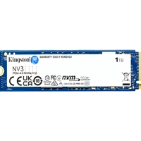 Kingston NV3 (SNV3S/1000G) 1TB NVMe SSD, M.2 Interface, PCIe Gen4, 2280, Read 6000 MB/s, Write 4000 MB/s, 3 Year Warrant
