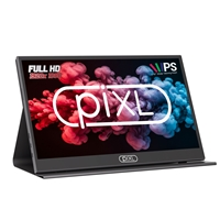 piXL PM156C 15.6 Inch 60Hz Full HD IPS Widescreen Portable Monitor with USB-C, Mini HDMI & Speakers with Foldable Case &