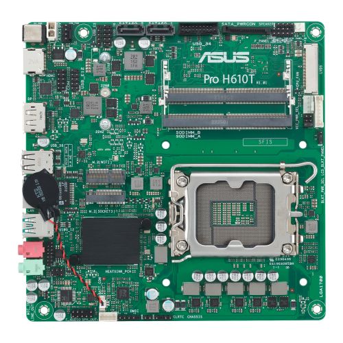 Asus PRO H610T-CSM - Corporate Stable Model, Intel H610, 1700, Thin Mini ITX, 2 DDR5 SO-DIMM, HDMI, DP, LVDS, 19v DC in, 1x M.2