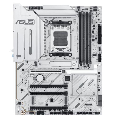 Asus X870 MAX GAMING WIFI7 W, AMD X870, AM5, ATX, 4 DDR5, HDMI, 2 USB4, Wi-Fi 7, 2.5G LAN, 3x M.2, White