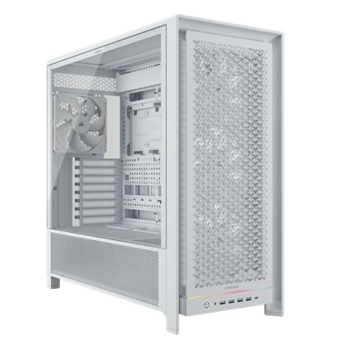Corsair FRAME 5000D RS Modular Gaming Case w/ Glass Side, E-ATX, 4x PWM Fans, InfiniRail Fan Mounting, USB-C, ARGB Strip, Asus BTF Compatible, White