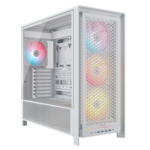 Corsair FRAME 5000D RS Modular Gaming Case w/ Glass Side, E-ATX, 4x ARGB Fans, InfiniRail Fan Mounting, USB-C, ARGB Strip, Asus BTF Compatible, White