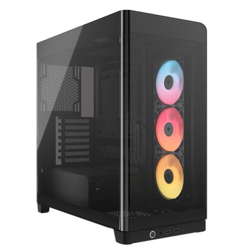 Corsair FRAME 4500X RS-R ARGB Gaming Case w/ Glass Side & Front, E-ATX, 3x RS120-R ARGB Fans, InfiniRail Fan Mounting, USB-C, Asus BTF Compatible, Black