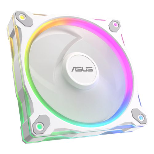 Asus Prime MR120 ARGB 120mm PWM Case Fan, Sleeve Bearing, 28mm Frame, Dual-Sided Lighting, 1600 RPM, White