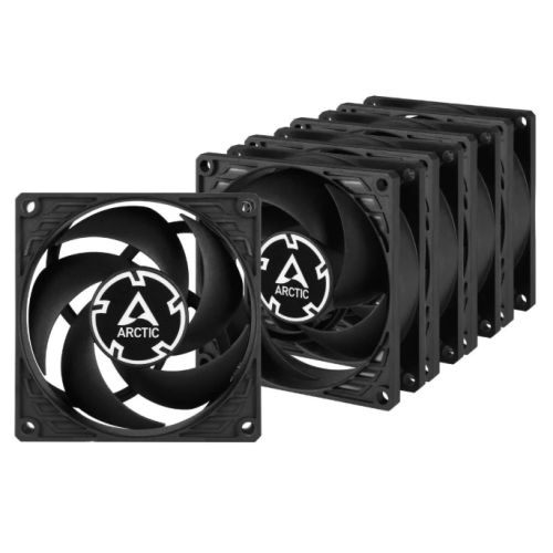ARCTIC P8 Silent Pressure-optimised Extra Quiet 80mm Case Fans (5 Pack), Black, Fluid Dynamic, 1600 RPM, Black