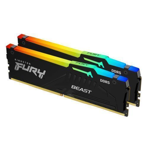 Kingston Fury Beast RGB 32GB Kit (2 x 16GB), DDR5, 5600MHz, CL36, 1.25V, ECC, PMIC, AMD EXPO & Intel XMP 3.0, Black, DIMM Memory