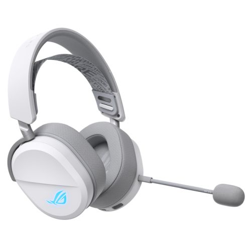 Asus ROG Pelta Tri-Mode RGB Wireless Lightweight Gaming Headset, 2.4GHz/Btooth/USB-C, 50mm Titanium Drivers, 10mm Super-Wideband Mic, White