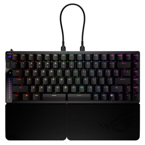 Asus ROG FALCATA Compact 75% Split RGB Gaming Keyboard, Wireless/Btooth/USB, Magnetic Switches, Rapid Trigger, Multi-Function Wheel, Black