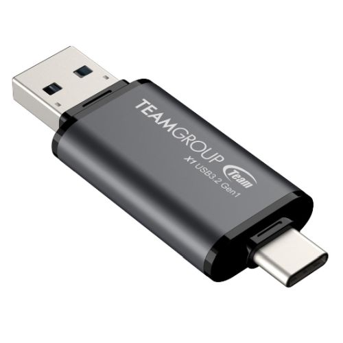 Team 256GB X1 USB-A & USB-C 3.2 Gen1 Memory Pen, 100MB/s, Aluminium Alloy
