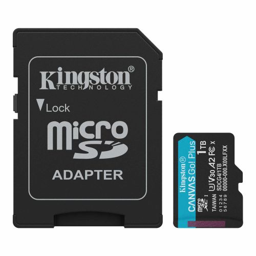 Kingston 1TB Canvas Go! Plus Gen4 MicroSDXC Card with SD Adapter, UHS-I Class 10, U3, A2 App Performance, 200MB/s
