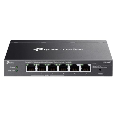 TP-LINK (ES206GP) Omada 6-Port Gigabit Easy Managed Switch with 4-Port PoE+, 6x GB Ports, Metal Casing