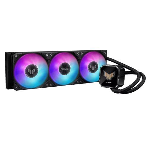 Asus TUF Gaming LC III 360 ARGB LCD Liquid CPU Cooler, 360mm Radiator, Customisable 2.8" LCD, 3x ARGB PWM Fans, Black