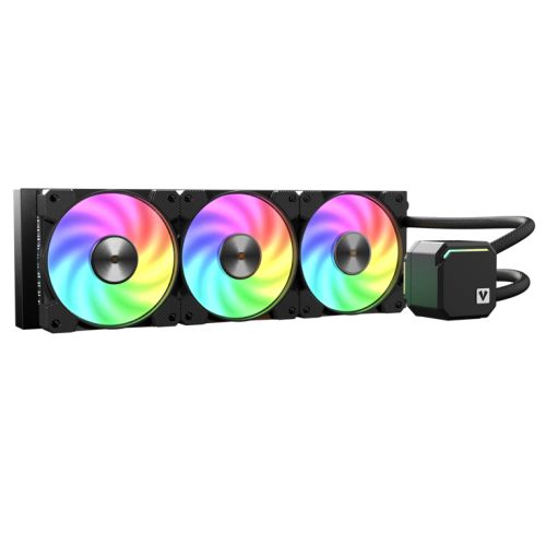 Vida TriFrost 360mm ARGB Liquid CPU Cooler, 3x ARGB PWM Fans, ARGB CPU Block, 300W TDP, Black