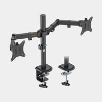 VonHaus Dual Monitor Stand for 13-32 Inch Screens, Twin Monitor Mount with Desk Clamp, Height Adjustable, Easy Assemble Stand with Full Tilt, Rotation & Swivel Arms, VESA 75x75 & 100x100mm