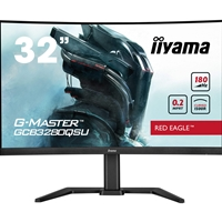 iiyama G-Master GCB3280QSU-B2  Red Eagle 32 Inch Curved Gaming Monitor, Black, 2560x1440, 0.2ms, 180hz, FreeSync, HDMI, 