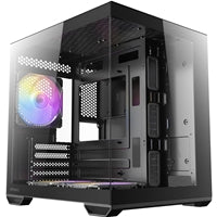 Antec CX60M ARGB Mini Tower Micro ATX Gaming Case, Black, Tempered Glass Panels, Dual Chamber Design, Vertical Cooling, Pre-Installed ARGB Fans, Water Cooling Support,