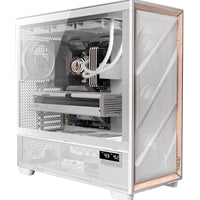 Antec Flux PRO Full Tower PC Case with Tempered Glass, White/Wood, 6 Pre-Installed Fans, USB Type-C, E-ATX/ATX/mATX/mITX Compatibility