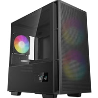 DeepCool CH360 Digital Gaming Case Black Mid Tower with Tempered Glass Side Window Panel, Advanced Cooling, USB 3.0/USB-C Ports, Pre-Installed Fans, Micro ATX/Mini-ITX
