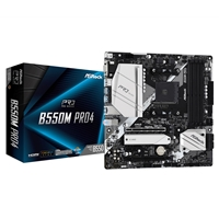 ASRock B550M Pro4 AMD AM4 Socket Motherboard, Micro-ATX, 4x DDR4 Slots, 2x M.2 Sockets, GbE LAN, 1x D-Sub / 1x DisplayPo