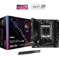 ASRock B650I LIGHTNING WIFI AMD AM5 Socket Motherboard, Mini-ITX, 2x DDR5 Slots, 2x M.2 Sockets, Fitted I/O Shield, 2.5G