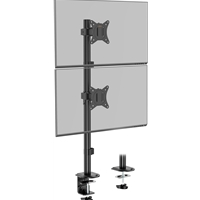 VonHaus Vertical Double Monitor Stand for 13-32" Screens, Twin Monitor Mount with Clamp, Height Adjustable, Easy Assembl